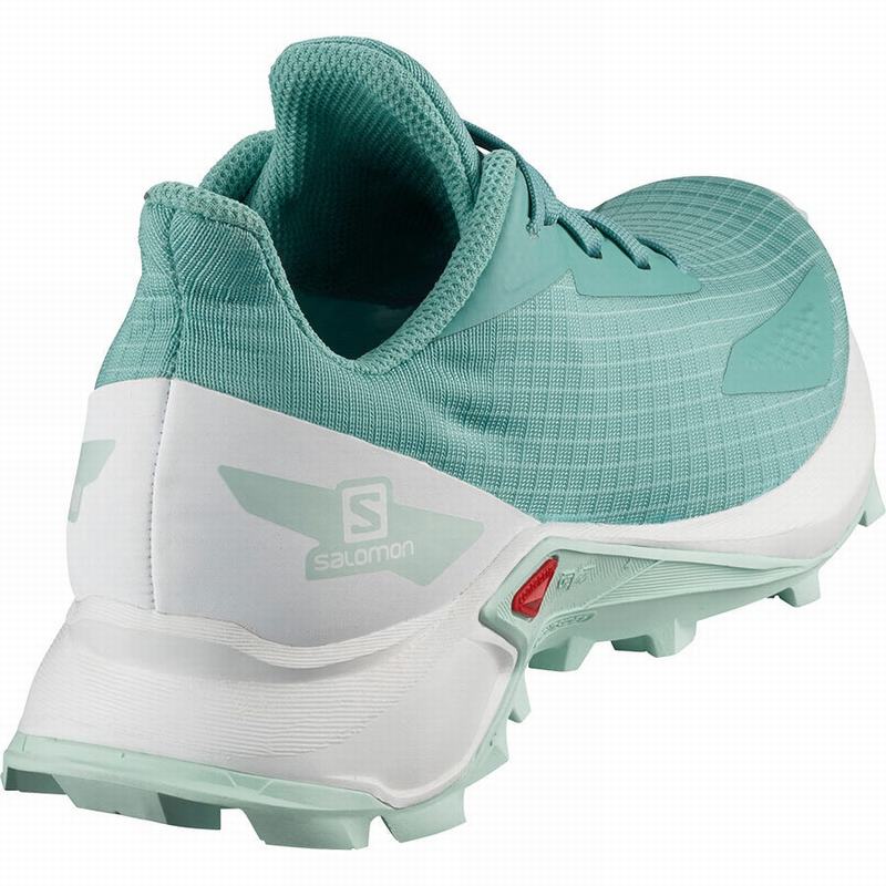 Kids' Salomon ALPHACROSS BLAST Trail Running Shoes Turquoise / White | US-UOKW893