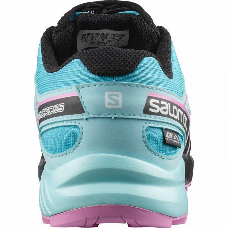 Kids' Salomon SPEEDCROSS CLIMASALOMON WATERPROOF Trail Running Shoes Blue / Brown Turquoise | US-SPJI149