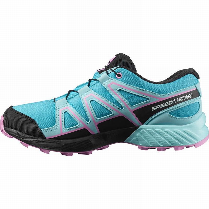 Kids' Salomon SPEEDCROSS CLIMASALOMON WATERPROOF Trail Running Shoes Blue / Brown Turquoise | US-SPJI149