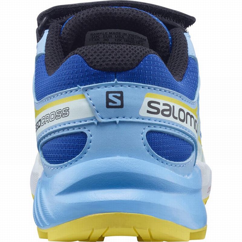 Kids' Salomon SPEEDCROSS Trail Running Shoes Blue / Lemon | US-OWER912