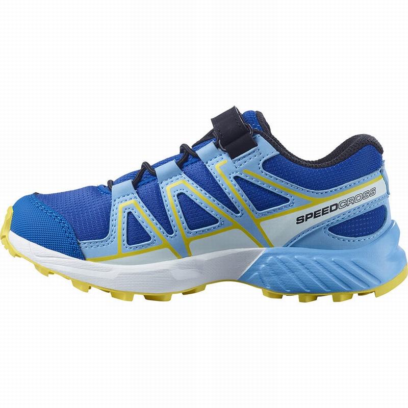 Kids' Salomon SPEEDCROSS Trail Running Shoes Blue / Lemon | US-OWER912