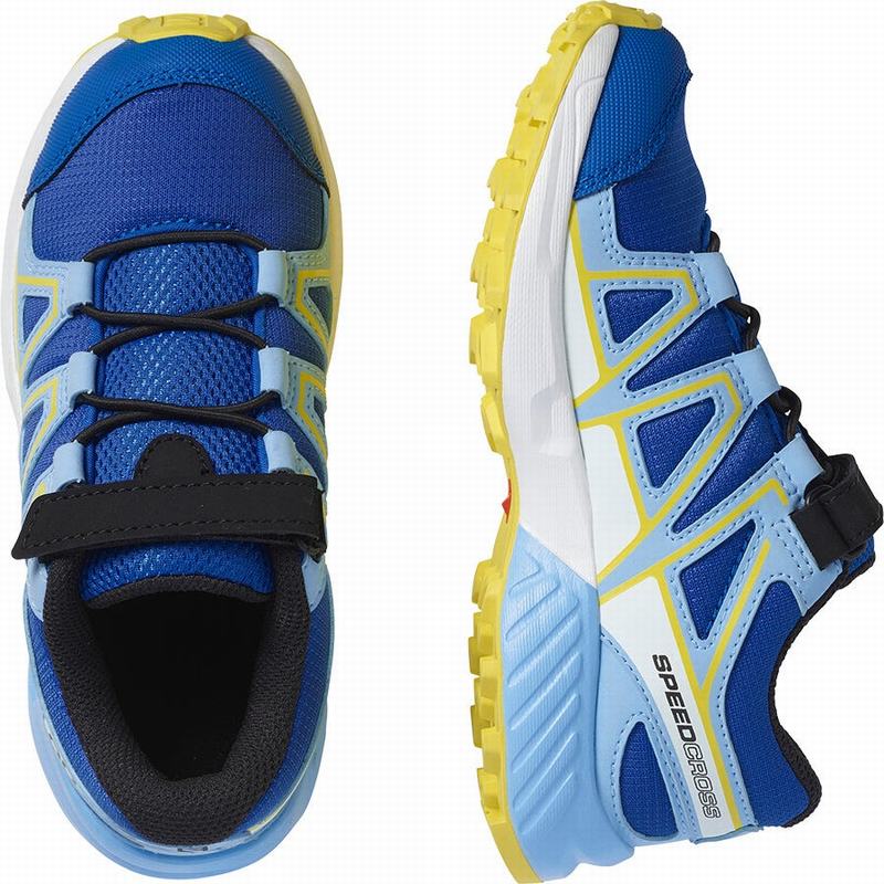 Kids' Salomon SPEEDCROSS Trail Running Shoes Blue / Lemon | US-OWER912