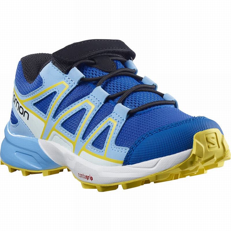 Kids' Salomon SPEEDCROSS Trail Running Shoes Blue / Lemon | US-OWER912