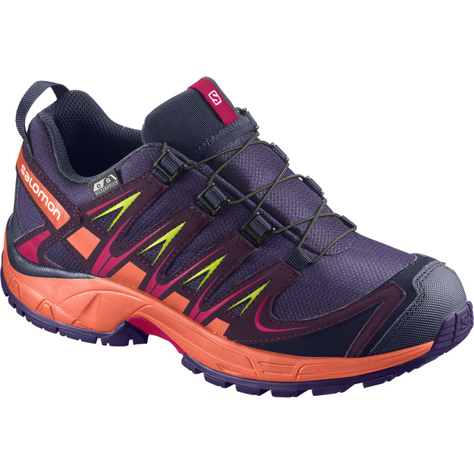 Kids\' Salomon XA PRO 3D CSWP J Trail Running Shoes Purple / Orange | US-DYTN386