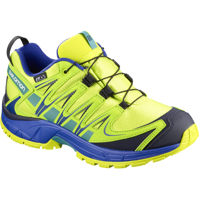 Kids\' Salomon XA PRO 3D CSWP J Trail Running Shoes Yellow / Blue | US-LUCX178