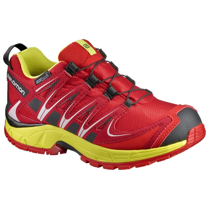 Kids\' Salomon XA PRO 3D CSWP J Trail Running Shoes Red / Yellow | US-NOLM243