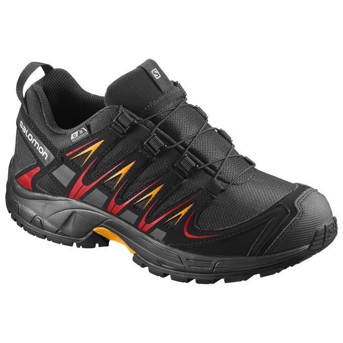 Kids\' Salomon XA PRO 3D CSWP J Trail Running Shoes Black | US-TJIW659