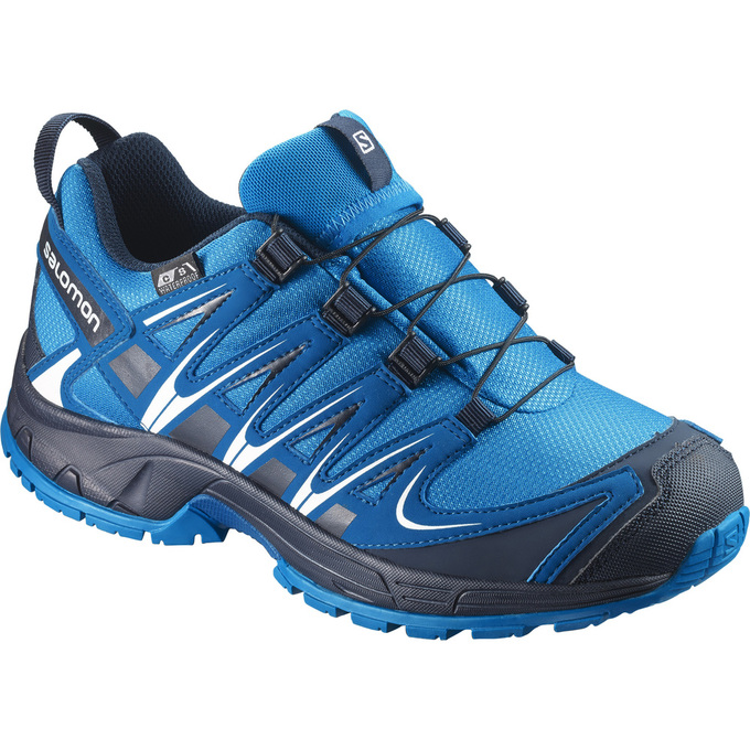 Kids\' Salomon XA PRO 3D CSWP K Trail Running Shoes Blue | US-AIHV132