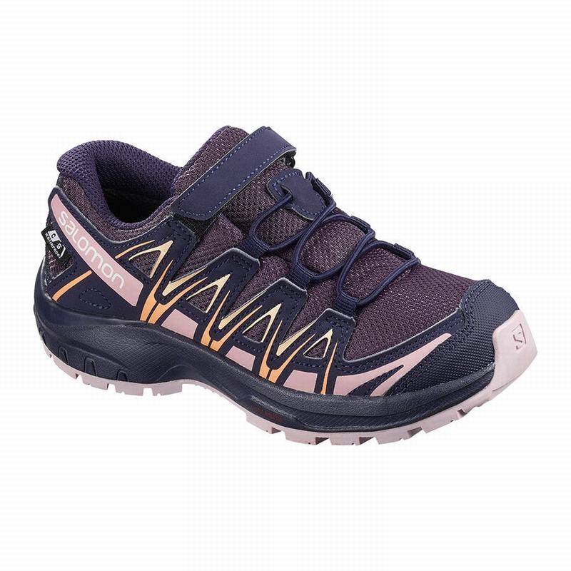 Kids\' Salomon XA PRO 3D CSWP K Trail Running Shoes Purple / Blue | US-EVAH364