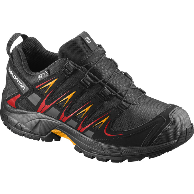 Kids\' Salomon XA PRO 3D CSWP K Trail Running Shoes Black | US-LSKY457