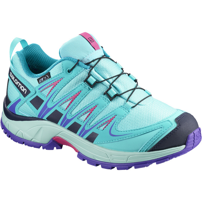 Kids\' Salomon XA PRO 3D CSWP K Trail Running Shoes Turquoise | US-SDKA935