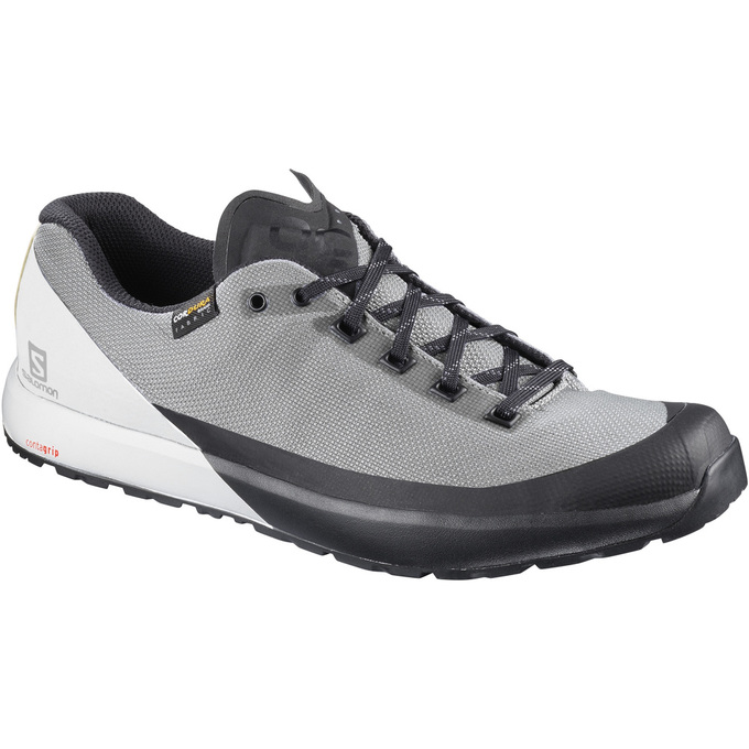 Men\'s Salomon ACRO Hiking Shoes White / Grey / Black | US-IKJQ538