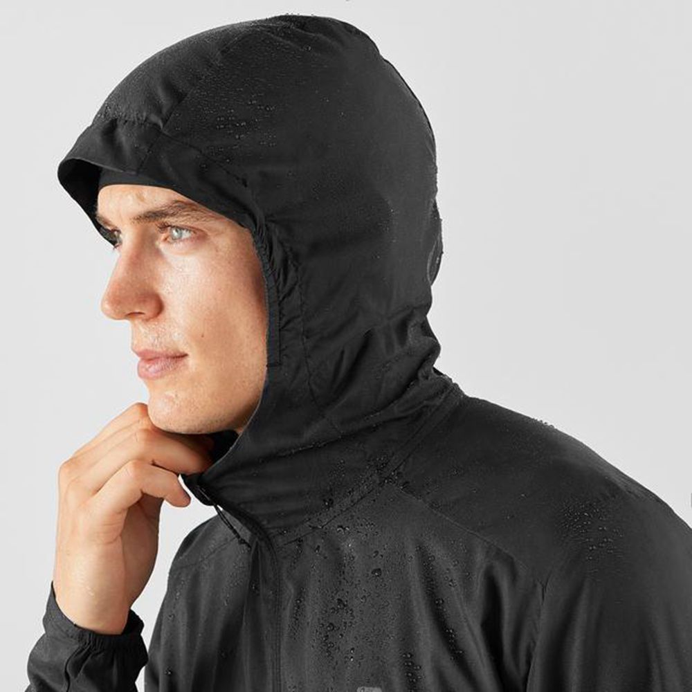 Men's Salomon AGILE FZ HOODIE Midlayers Black | US-QWIV902