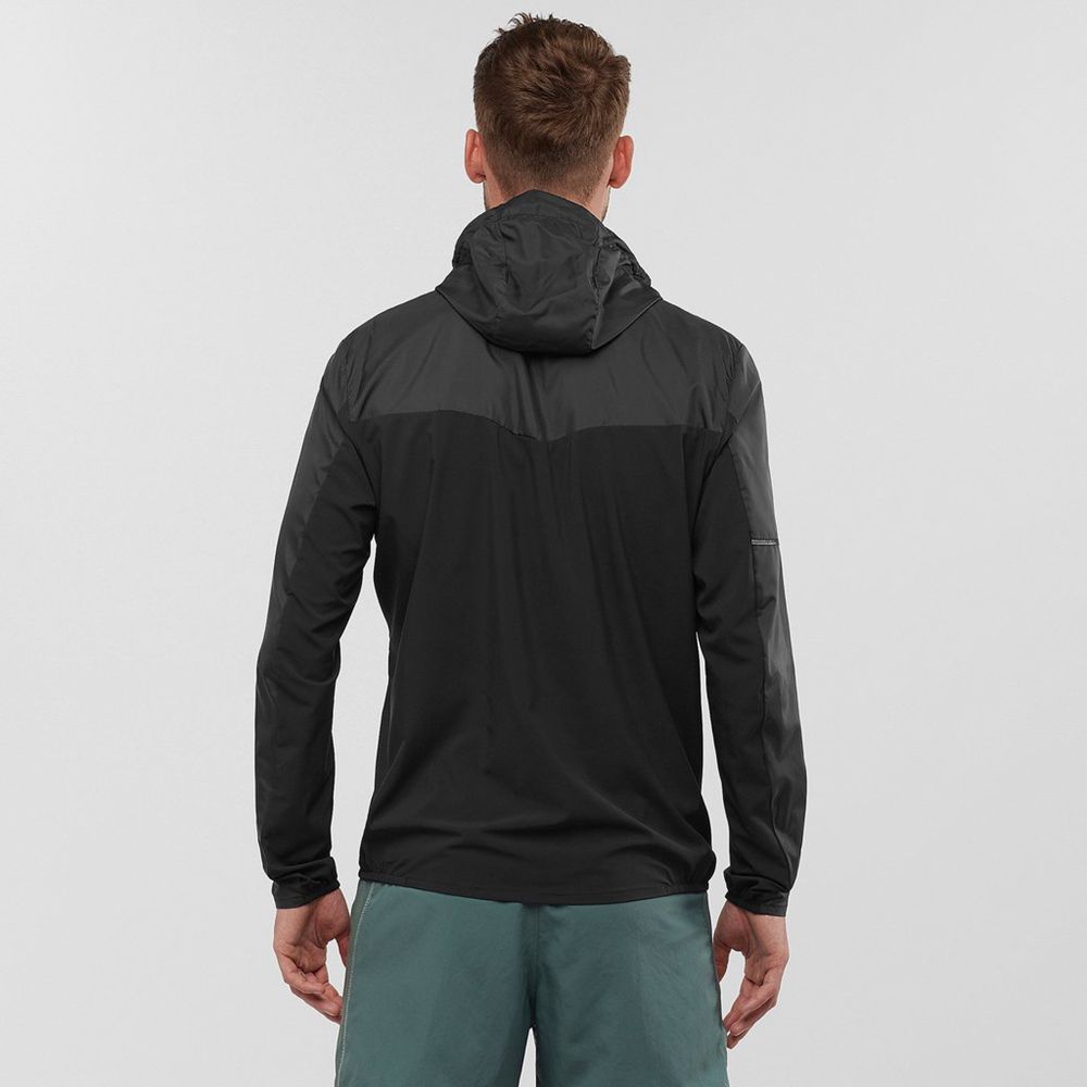 Men's Salomon AGILE FZ HOODIE Midlayers Black | US-QWIV902