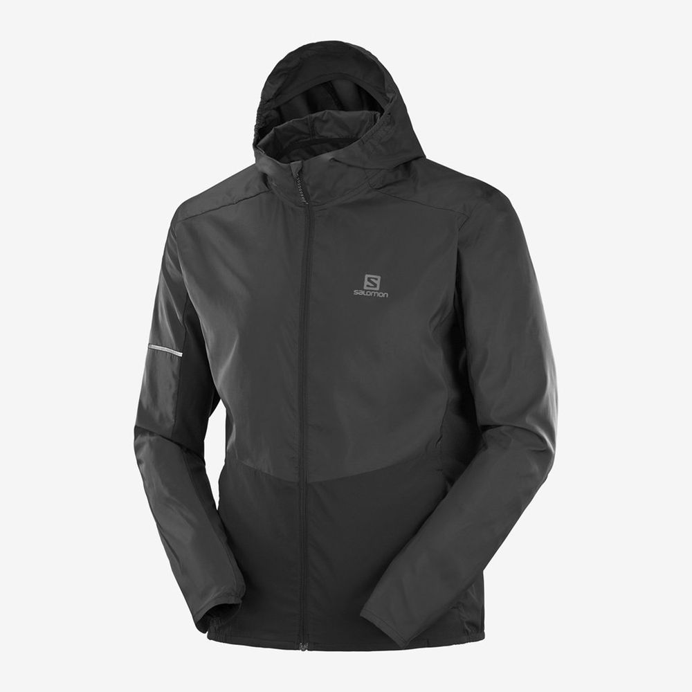 Men's Salomon AGILE FZ HOODIE Midlayers Black | US-QWIV902