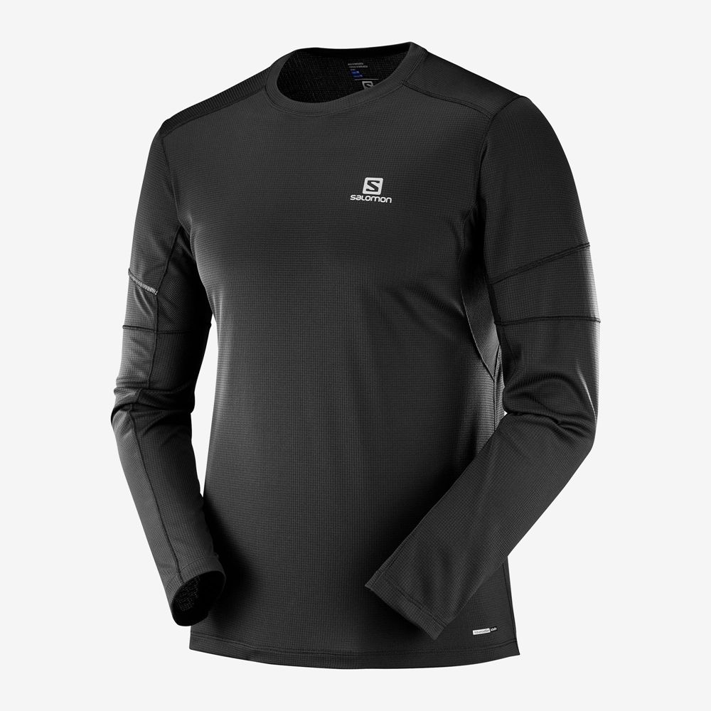 Men\'s Salomon AGILE LS M Tops Black | US-BUQJ890