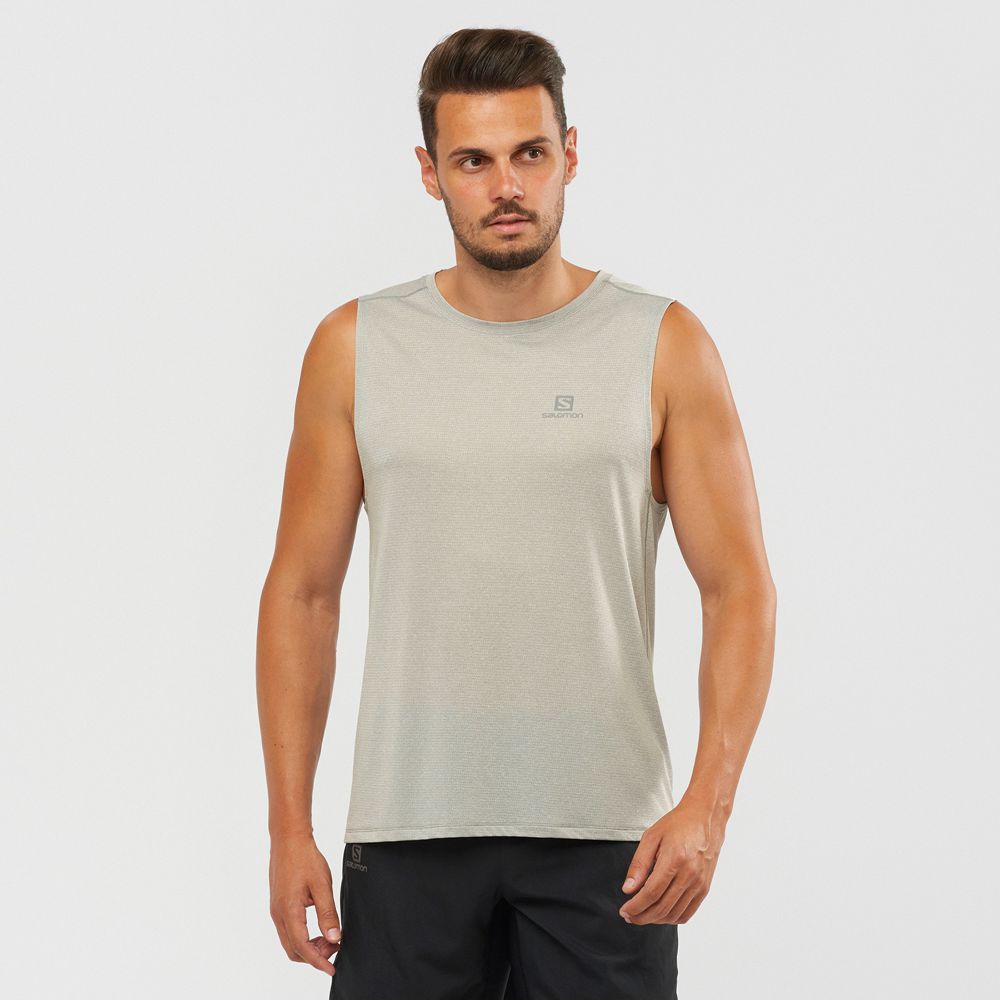 Men\'s Salomon AGILE M Tank Grey | US-TNWZ478