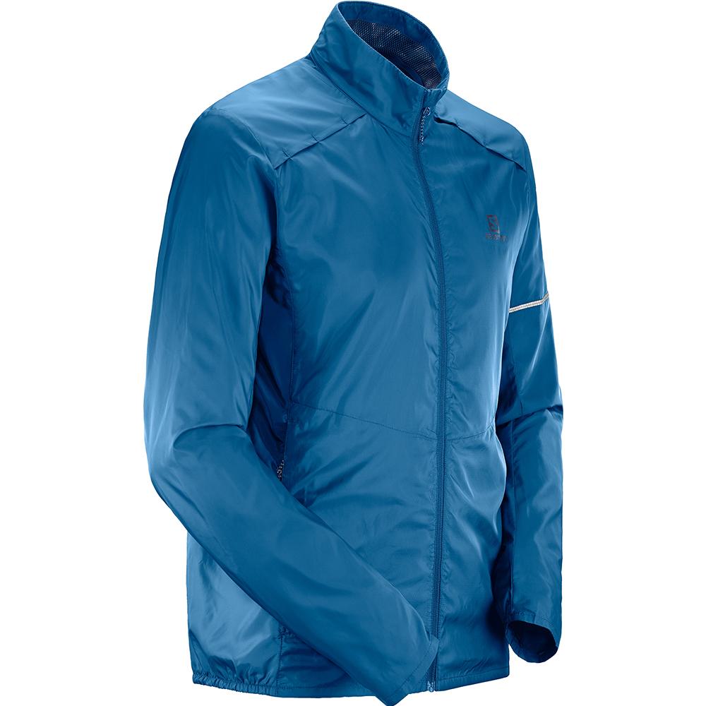 Men's Salomon AGILE WIND JKT M Midlayers Blue | US-UOIA507