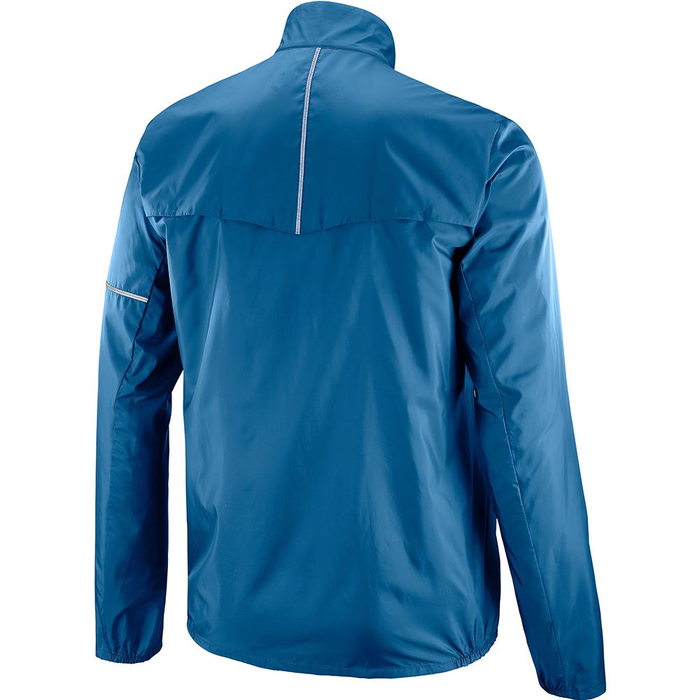 Men's Salomon AGILE WIND JKT M Midlayers Blue | US-UOIA507