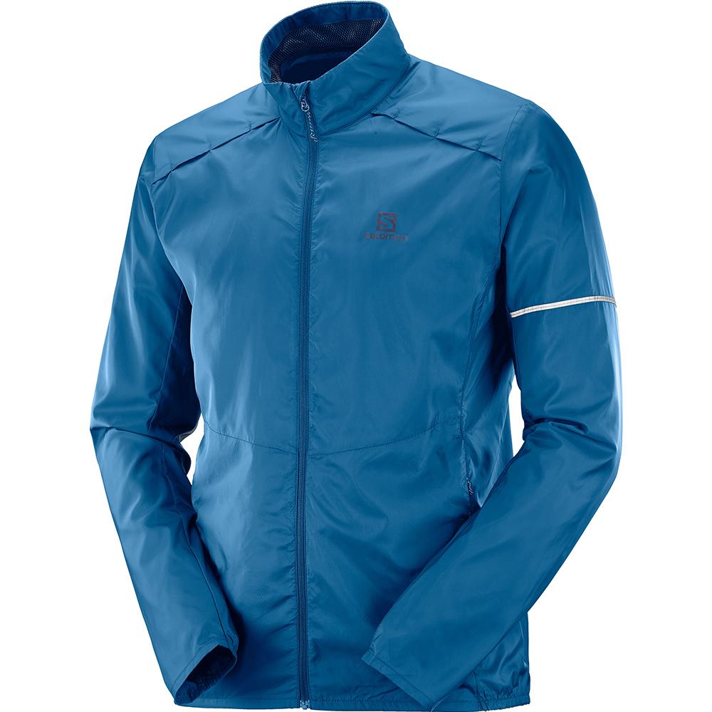 Men\'s Salomon AGILE WIND JKT M Midlayers Blue | US-UOIA507