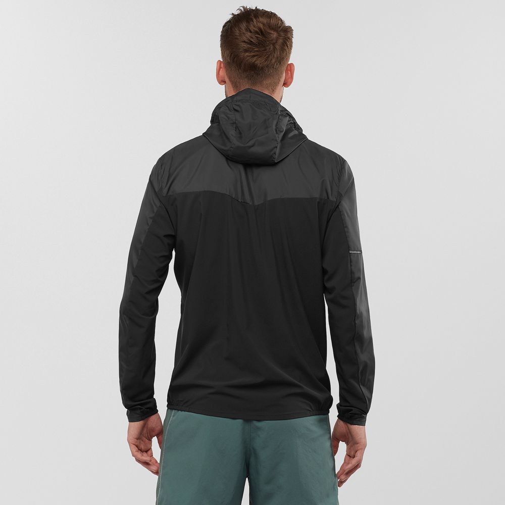 Men's Salomon AGILE WIND Jackets Black | US-SFTX329