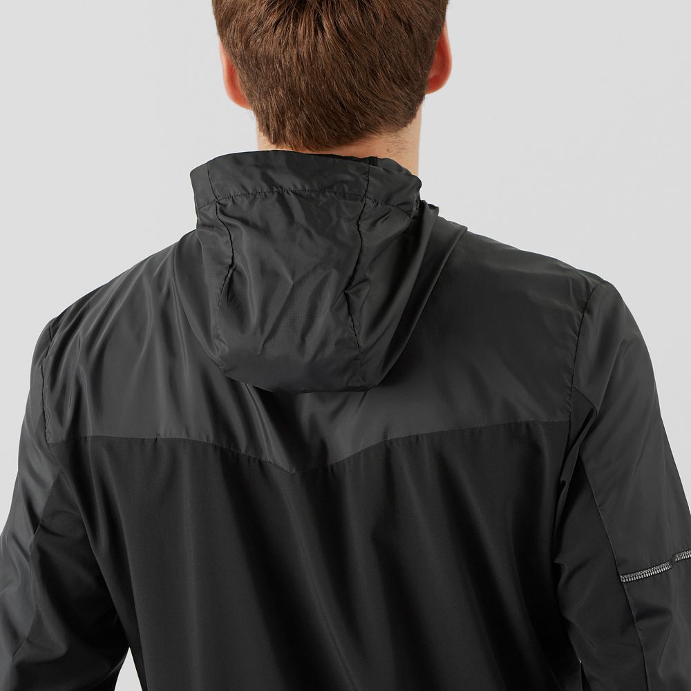 Men's Salomon AGILE WIND Jackets Black | US-SFTX329