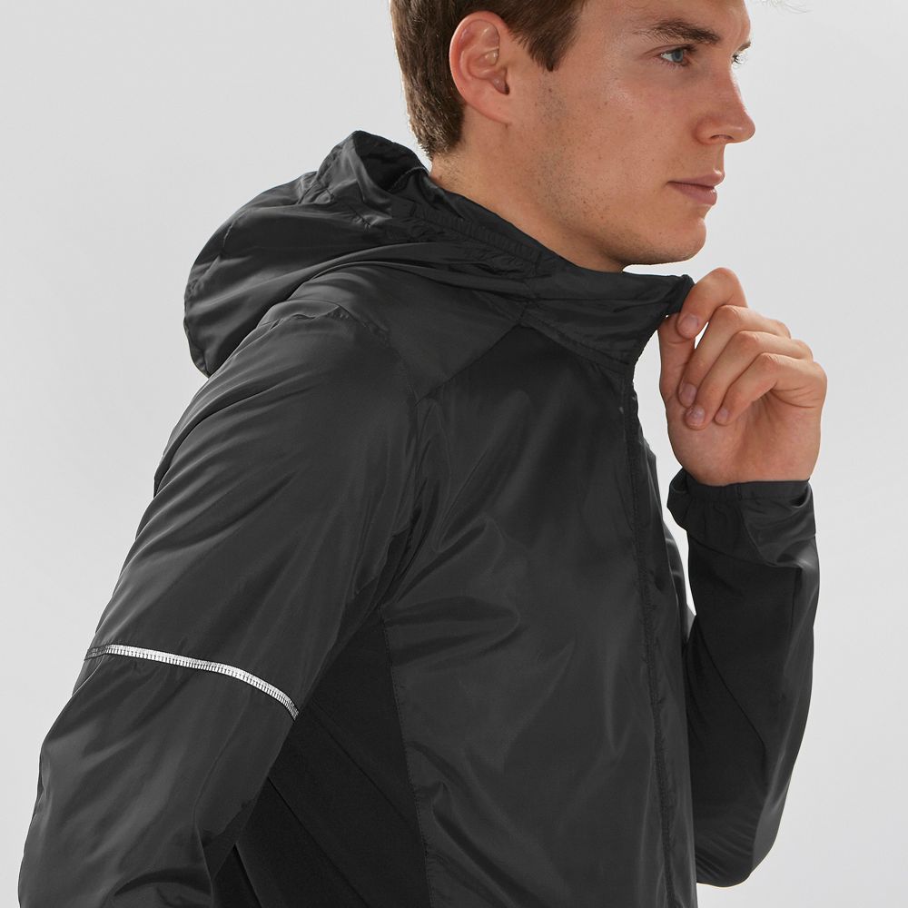 Men's Salomon AGILE WIND Jackets Black | US-SFTX329