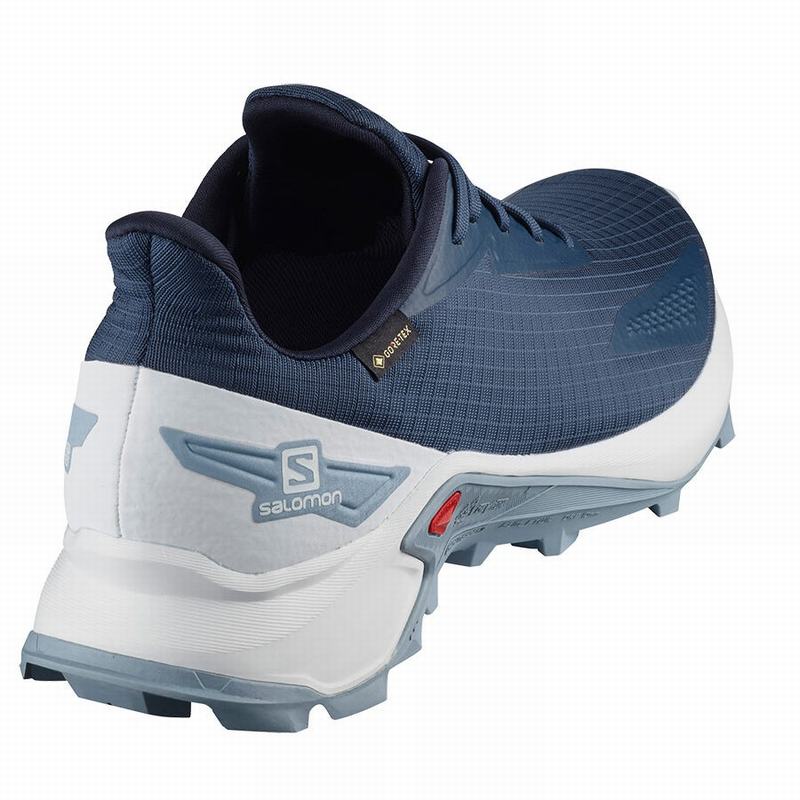 Men's Salomon ALPHACROSS BLAST GTX Trail Running Shoes Navy / White | US-ZQER014