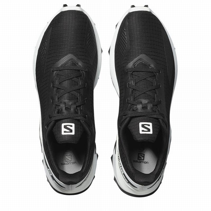 Men's Salomon ALPHACROSS BLAST Trail Running Shoes Black / White | US-FCWS521