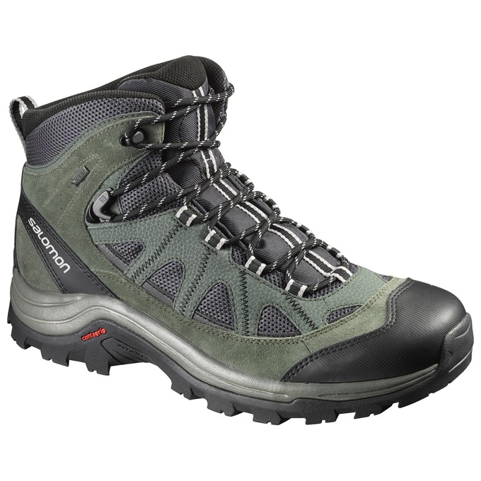 Men\'s Salomon AUTHENTIC LTR GTX Hiking Boots Olive / Black | US-BIEF748