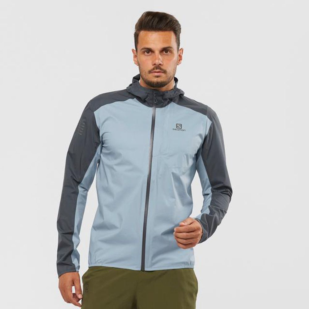 Men's Salomon BONATTI WATERPROOF Jackets Blue | US-GMDW312