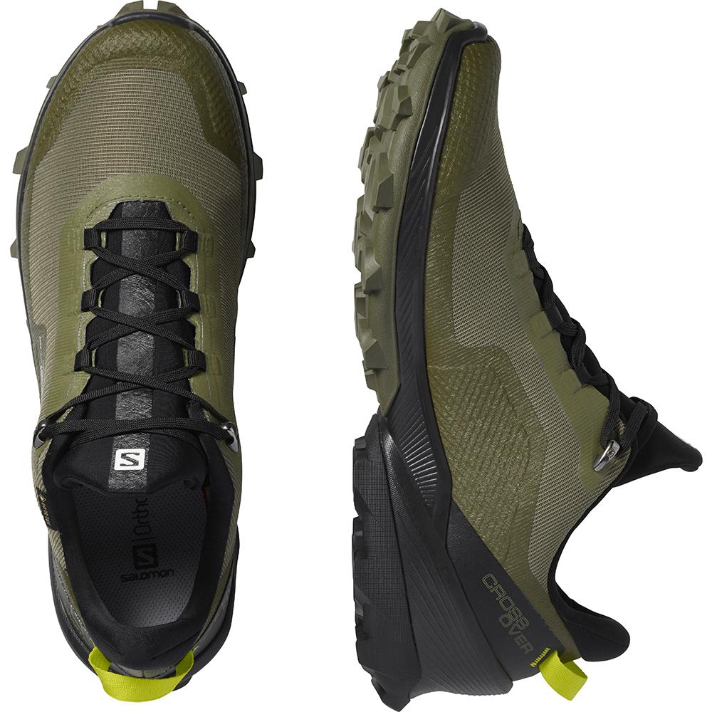 Men's Salomon CROSS OVER GORE-TEX Running Shoes Deep Green | US-VWYL103