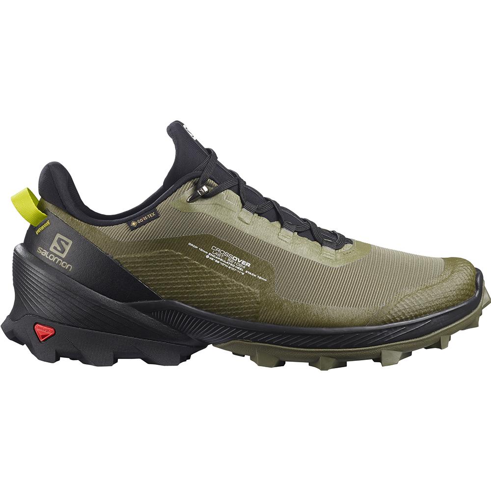 Men's Salomon CROSS OVER GORE-TEX Running Shoes Deep Green | US-VWYL103