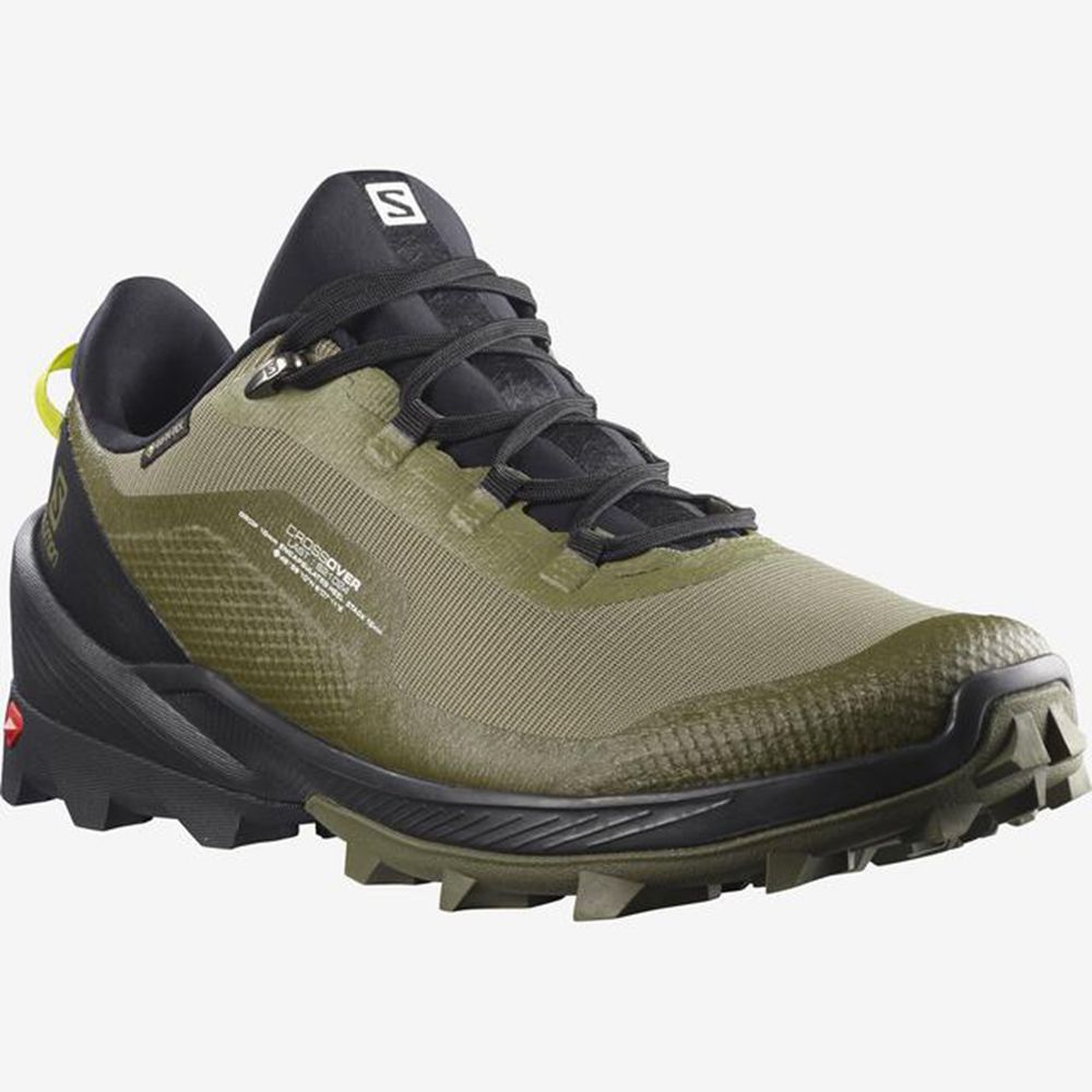 Men's Salomon CROSS OVER GTX Hiking Shoes Green | US-NBEQ380