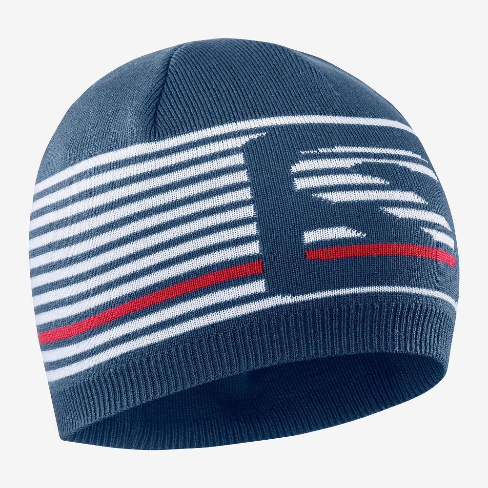 Men's Salomon FLATSPIN Beanie Blue | US-SYNO382