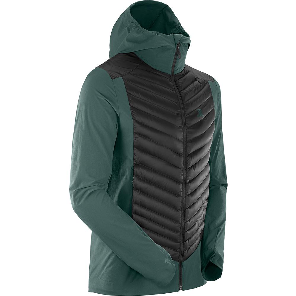 Men's Salomon HALOES DOWN HYBRID M Jackets Green | US-UTLN098