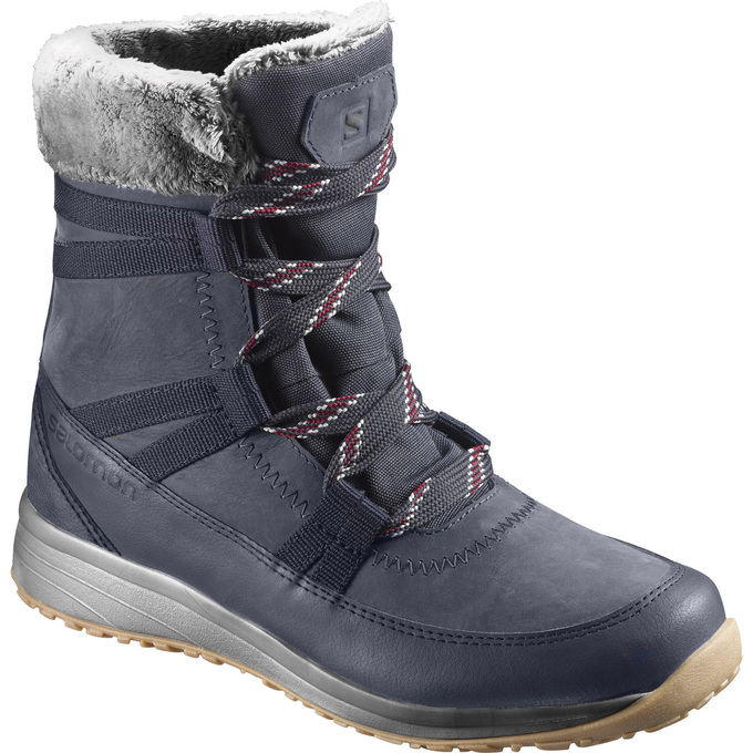 Men\'s Salomon HEIKA LTR CS WP Winter Boots Navy | US-RWES294