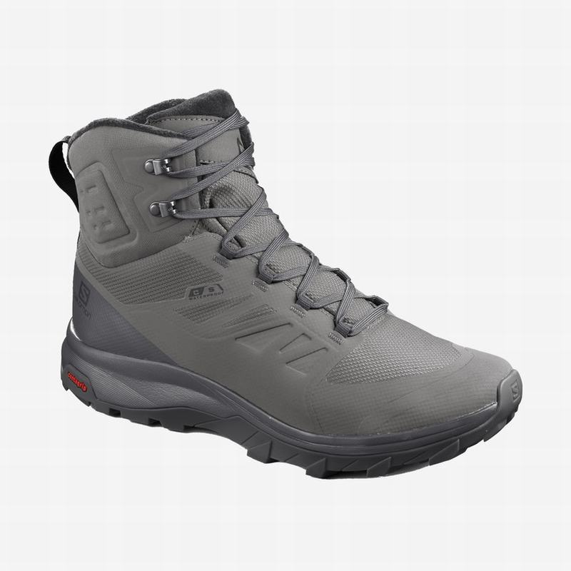 Men\'s Salomon OUTBLAST TS CSWP Winter Boots Grey / Black | US-JUTC804