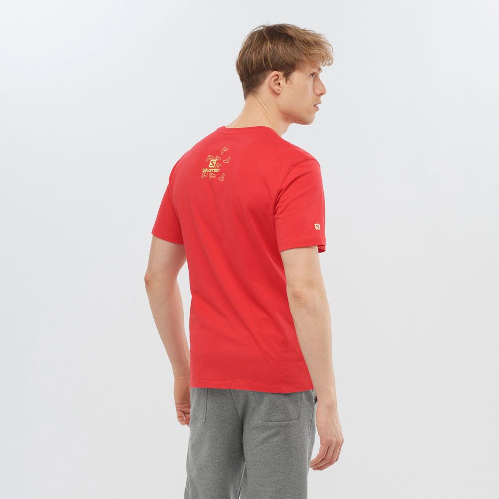 Men's Salomon OUTLIFE GRAPHIC BLUEPRINT SS M Short Sleeve T Shirts Red | US-QSMD918