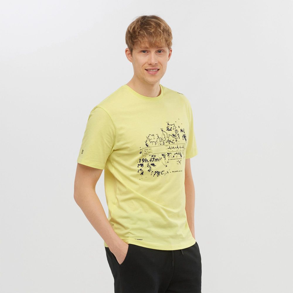 Men's Salomon OUTLIFE GRAPHIC SALOMONOTONE SS M Short Sleeve T Shirts Yellow | US-FQWE213