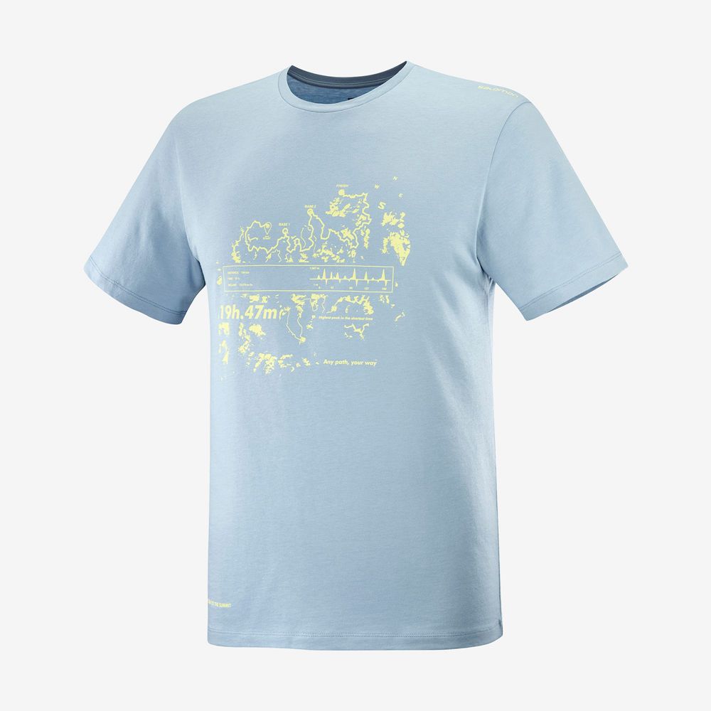 Men's Salomon OUTLIFE GRAPHIC SALOMONOTONE SS M Short Sleeve T Shirts Ashley Blue | US-ZGLD234