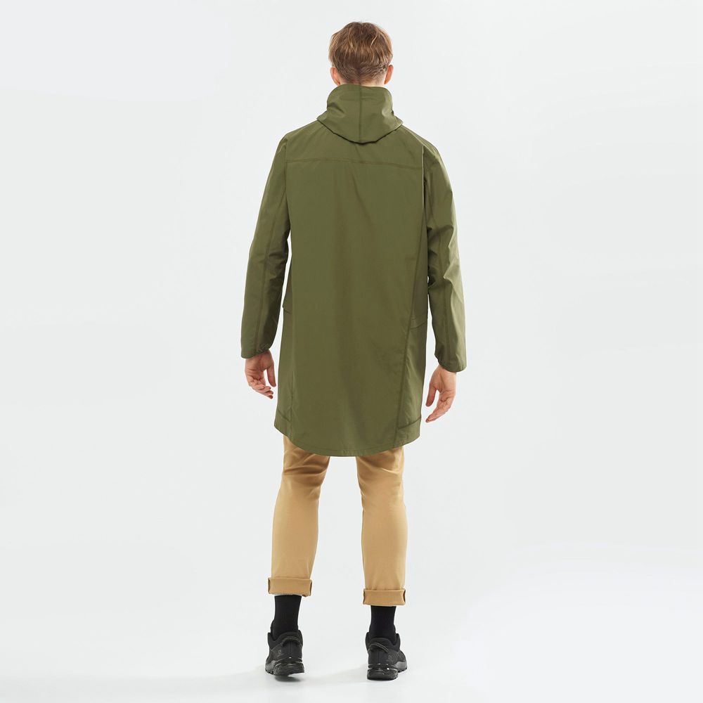 Men's Salomon OUTLIFE LONG PACKABLE Windbreaker Olive | US-YJXW759