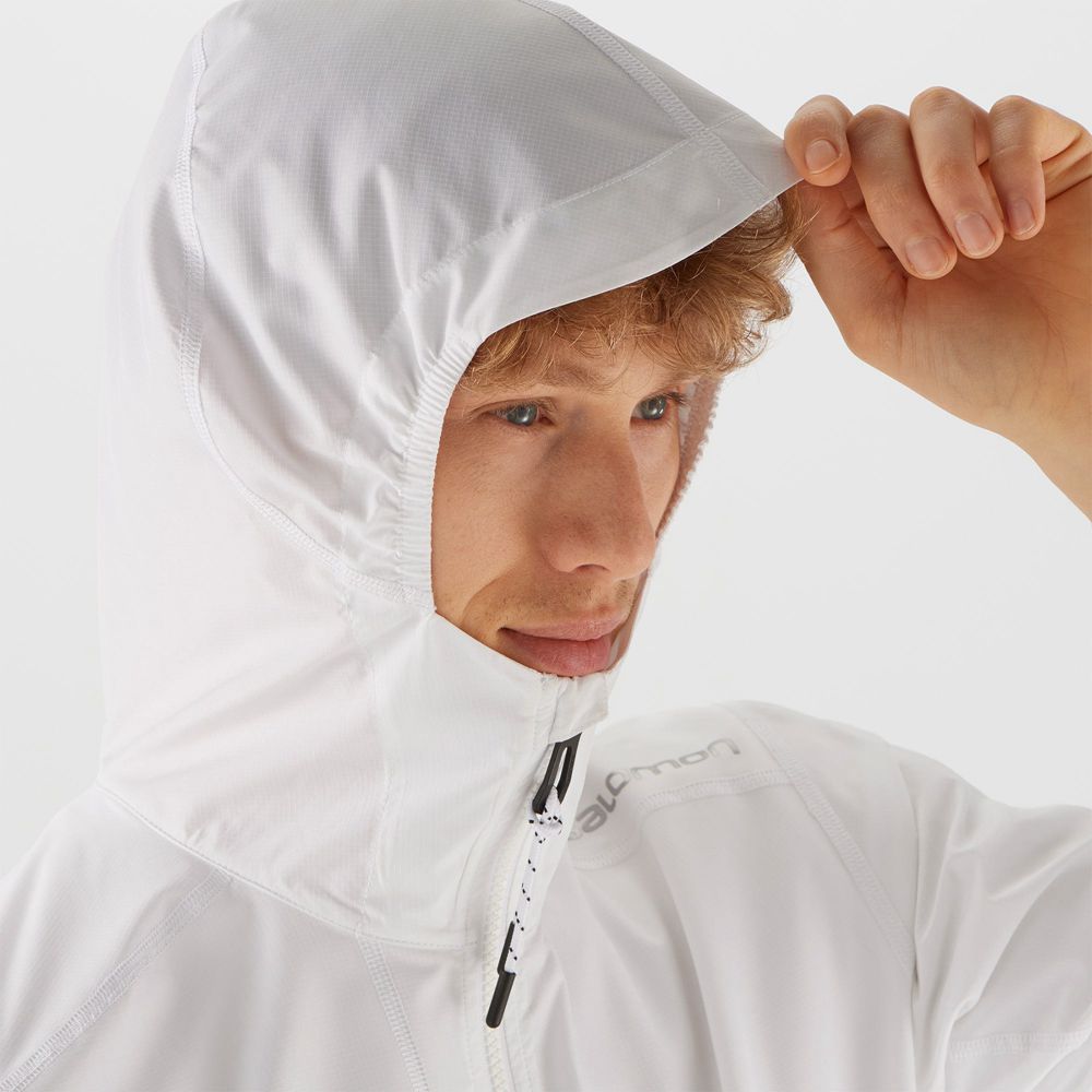 Men's Salomon OUTLIFE PACKABLE SHELL U Windbreaker White | US-YRXF815