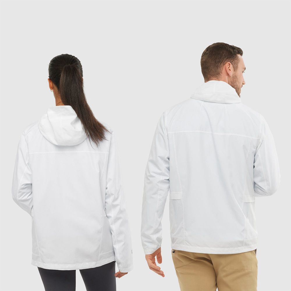 Men's Salomon OUTLIFE PACKABLE SHELL U Windbreaker White | US-YRXF815