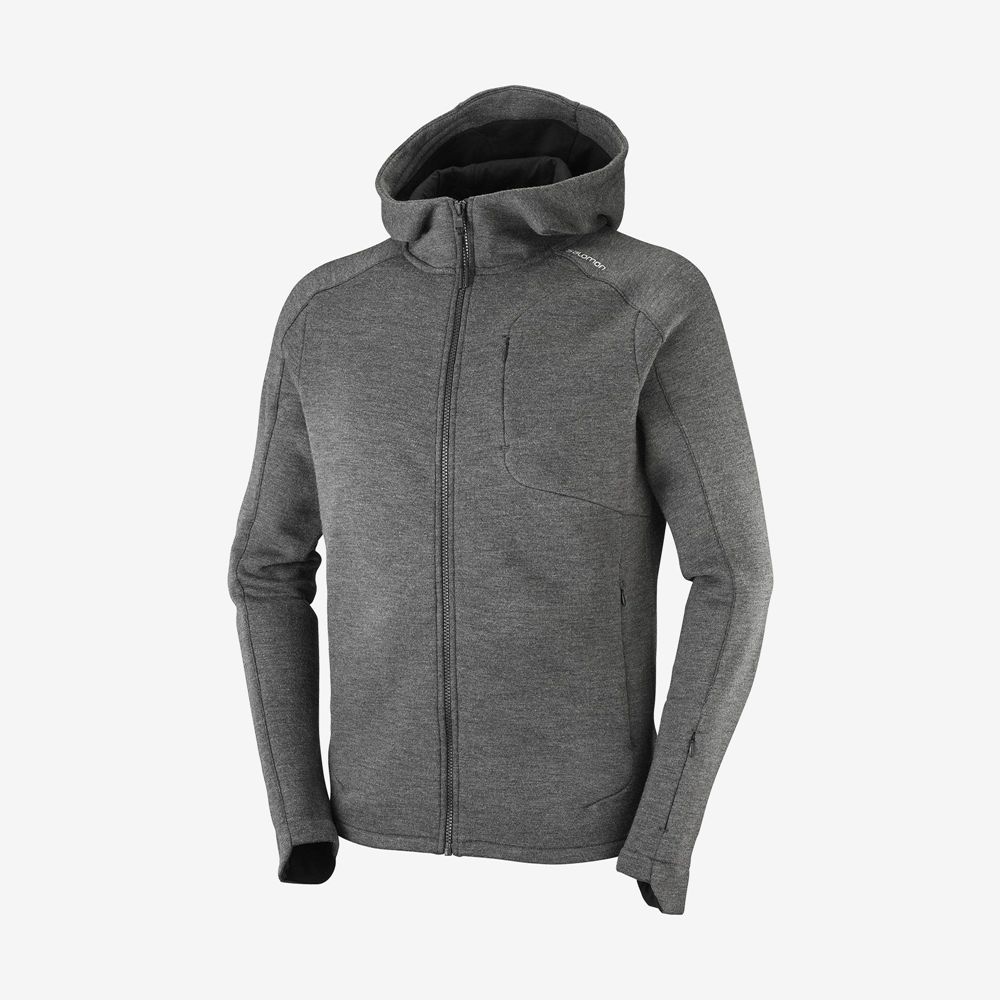 Men\'s Salomon OUTLIFE TECH LS FZ MID HOODIE M Midlayers Mid Grey | US-ANSP368