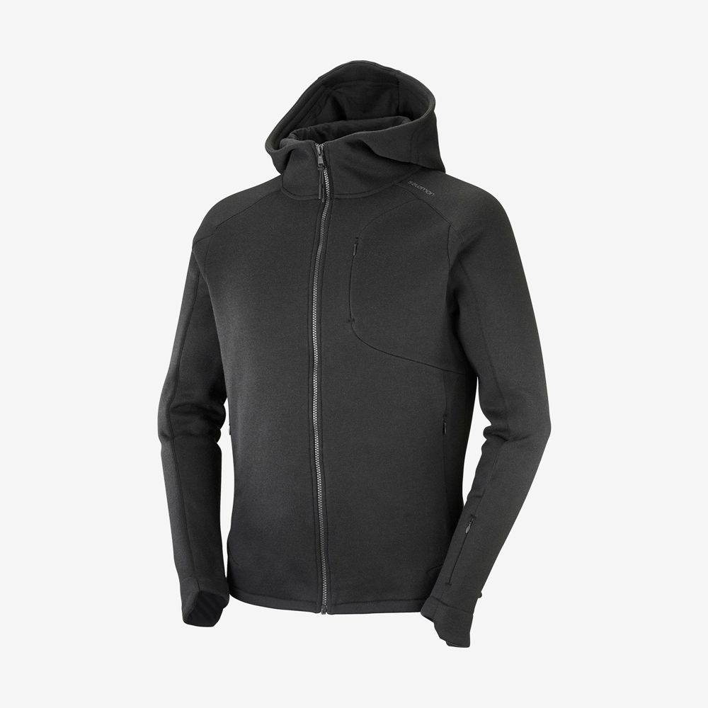 Men\'s Salomon OUTLIFE TECH LS FZ MID HOODIE M Midlayers Black | US-CIXP258