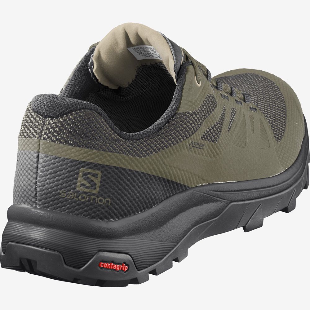 Men's Salomon OUTLINE GORE-TEX Hiking Shoes Olive Green | US-DCJY712