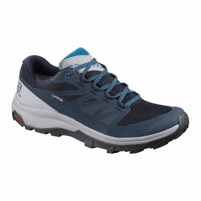 Men\'s Salomon OUTLINE GORE-TEX Hiking Shoes Navy / Blue | US-ZGNP642