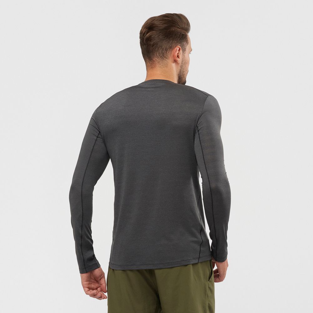 Men's Salomon OUTLINE Long Sleeve T Shirts Black | US-BVSJ650