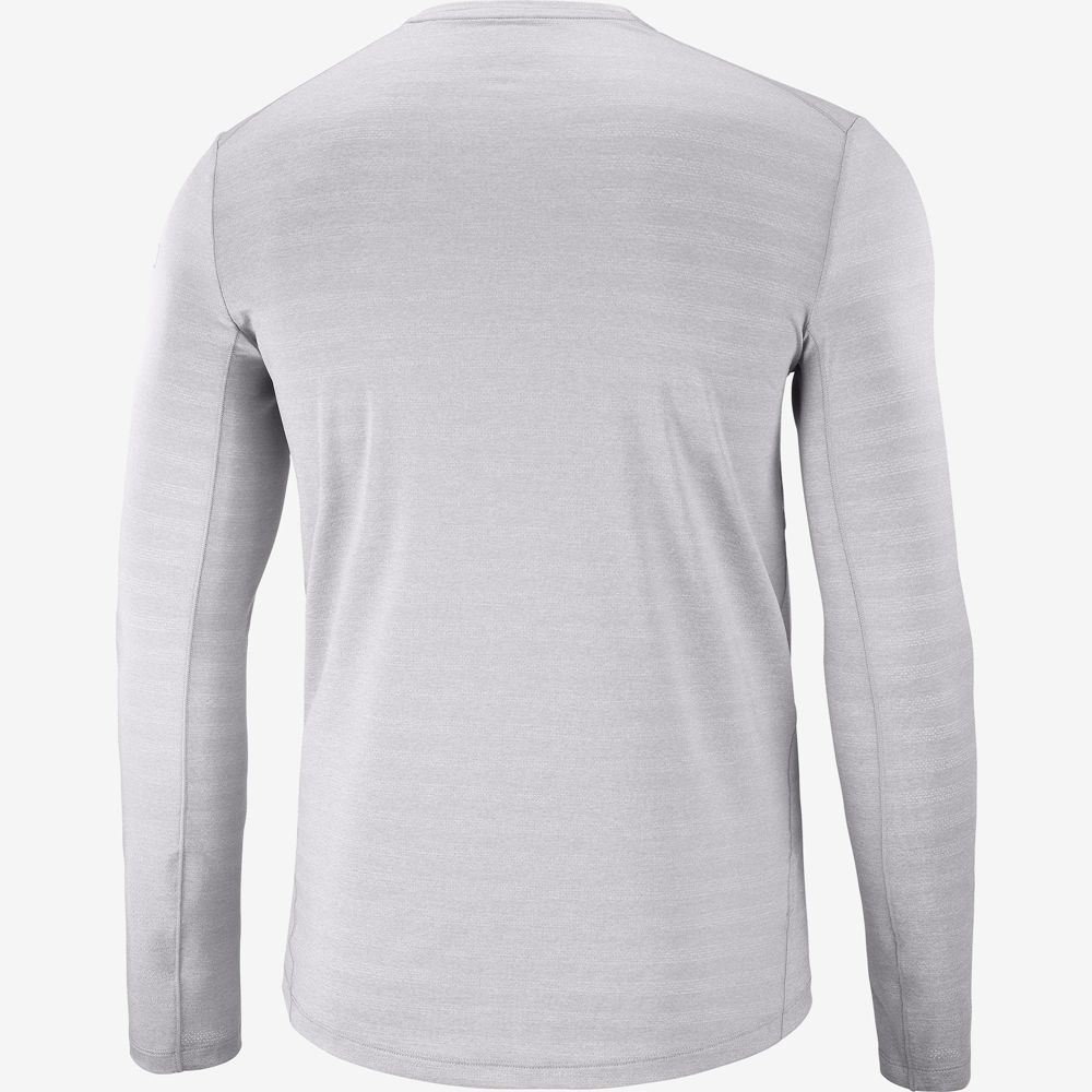 Men's Salomon OUTLINE Long Sleeve T Shirts Silver | US-VCJE936